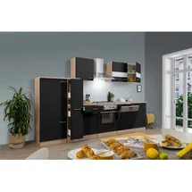 Respekta Küchenzeile ohne E-Geräte 310 cm Schwarz-Eiche Sägerau