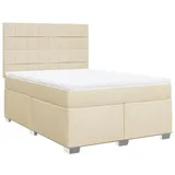 vidaXL Boxspringbett mit Matratze Creme 160x200 cm Stoff