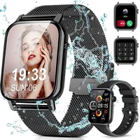 JUNG Tisoutec Smartwatch Damen & Herren Fitnessuhr, inkl. 2 Armbänder Smartwatch (4,69 cm/1,85 Zoll) mit Telefon Funktion, 100+ Trainingsmodi