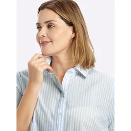 sheego Kurzarm-Bluse hellblau-weiß-gestreift 48