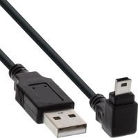 InLine USB 2.0 Mini-Kabel, Stecker A an Mini-B Stecker (5pol.) unten abgewinkelt 90°, schwarz, 3m