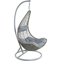 Estexo Hängesessel Polyrattan Hängekorb mit Gestell Hängestuhl Hängeschaukel Korb grau - Grau/Silber