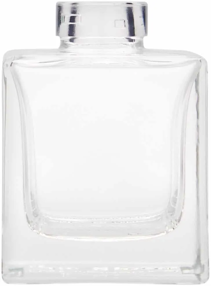 100 ml Bottiglia di vetro 'Cube', quadrata, imboccatura: fascetta
