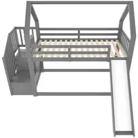 Gotagee Hochbett Etagenbett mit Stauraumtreppe und Rutsche Kinderbett Massivholzbett Kinderbett mit Geländer,geeignet für Kinder, Jugendliche.