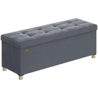 Songmics Sitzbank Samt Schiefergrau 38 x 110 x 40 cm