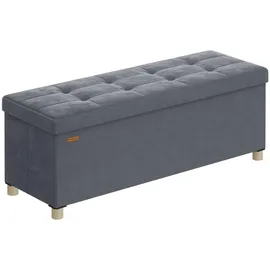 Songmics Sitzbank Samt Schiefergrau 38 x 110 x 40 cm