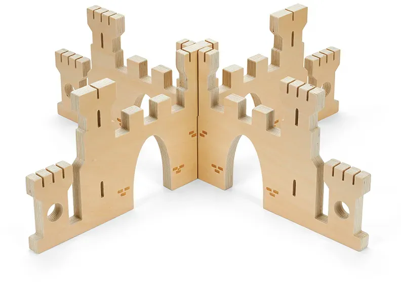 Spielwand Burg aus Holz 59,5x59,5x17 cm holzfarben fr Kinder 3-7 Jahre - tickit e - Fhrbares Relief, fr kreatives Rollenspiel