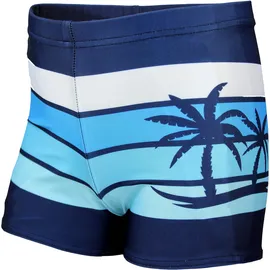 Aquarti Badehose mit Motiv – Schwimmhose Jungen Enganliegend, Badehosen für Jungen Schnell Trocknend, Farbe: Dunkelblau/Blau/Palmen, Größe: 146 - 146