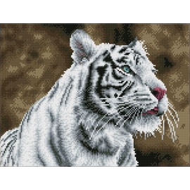DIAMOND DOTZ DQ8.007 - Original 5D Diamond Painting Squares Set Weißer Tiger, Kreativset mit 17.595 quadratische Diamant Mosaiksteinen, Malset ca. 31 x 41 cm für Erwachsene und Kinder ab 8 Jahren