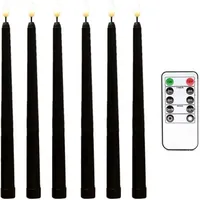 6 Schwarze, Flammenlose, Flackernde Spitzkerzen Mit 10-tasten-fernbedienung Und Timer, Batteriebetriebene Led-kronleuchter-fensterkerzen