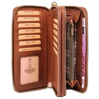 Benthill Geldbörse Damen Echt Leder Gross RFID Portemonnaie Groß XXL mit viel Platz, RFID-Schutz Kartenfächer Münzfach Reißverschlussfach braun