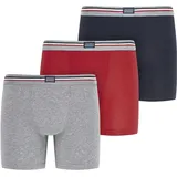 Jockey Trunk "Cotton Stretch", Herren, Gr. M/5, bunt (rot, marine, grau, meliert), Single Jersey, Obermaterial: 95% Baumwolle, 5% Elasthan, unifarben, körpernah, Unterhosen, Mittlere Bundhöhe, längeres Bein, Logobund
