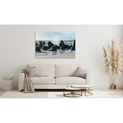 queence Acrylglasbild »Egilio«, Strand-Stein-Meer-Meer Bilder-Spa-Spa Bilder, (1 St.), Fine Art-Print in Galeriequalität queence Farbe Bild(er): beige
