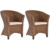 Krines Home Cocktailsessel 2er Set Rattansessel Ken Clubsessel Lounge Wohnzimmer Sessel (Groß) (2x Sessel), Cocktailsessel, Rattan-Sessel, Flechtsessel braun