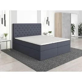 mebloland Boxspringbett HORD 200 x 200 mit 2 Bettkästen, Bonell-Matratze und Topper. Farbe: Dunkelgrau - Dunkelgrau