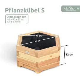 holz4home Pflanzkübel 6-eckig S 40 x 40 x 40 cm Braun