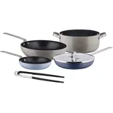 Alessi Tama - Sechsteiliges Topfset, aus Aluminium mit Antihaftbeschichtung und 18/10 Edelstahl