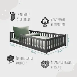 Kids Collective Jugendbett Kids Collective 120 x 200 cm Kiefer massiv grau