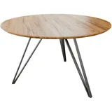möbelliebling Runder Esszimmertisch massiv Eiche Schweizer Kante 100 cm Hairpin silber DREAM