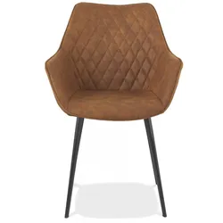 Armlehnstuhl aus Metall und Textilien  Mikrofaserbezug Stuhl mit ergonomischen Armlehnen  Eleganter Stil  61x63x80 cm  Kadima Design