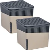 Wenko Raumentfeuchter Mod. Cube, Beige, 500 g, 2er Set Dekoration