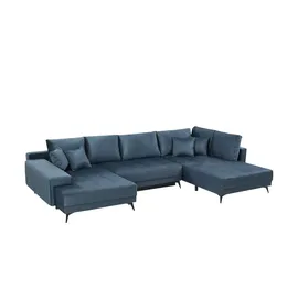 Sofa.de Wohnlandschaft Velours 3-Sitzer türkis/petrol