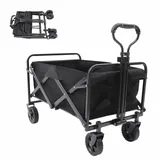 Bollerwagen Faltbar mit 80KG Belastbar, Getränkehalter, Verstellbarem Griff, All Terrain Bollerwagen, Transportwagen, Gartenkarre, Handwagen vielseitig einsetzbar, Gartenwagen, Strandwagen