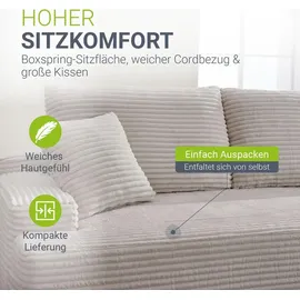 Juskys Eckcouch Cord 3-Sitzer Taupe