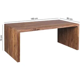 FineBuy Schreibtisch 180 cm Sheesham Massivholz Bürotisch Computertisch