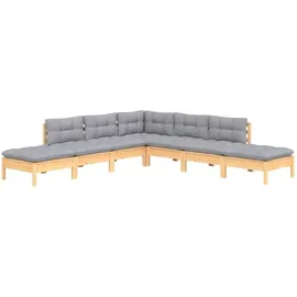 vidaXL Garten-Lounge-Set 7-tlg. grau Kiefernholz