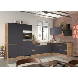 kochstation Winkelküche L-Form KS-Riesa 390 cm braun