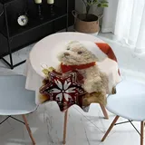 Highdi Weihnachten Runde Tischdecke Abwaschbar Tisch Decke, Rund Tischwäsche Geeignet für Xmas Küche, Esszimmer, Esstisch, Couchtisch, Gartentisch (Durchmesser 90cm,Puppe)