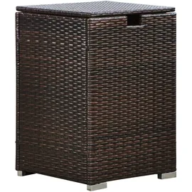 Teamson Home Gartenmöbel, Rattan für bis zu 9kg Quadratische Gasflasche Tankdeckel Aufbewahrungshalter Tisch mit Deckel für Gasfeuerstellen, Braun
