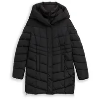 Tom Tailor Damen Puffer-Mantel im 2-in-1-Look, schwarz, Uni, Gr. S