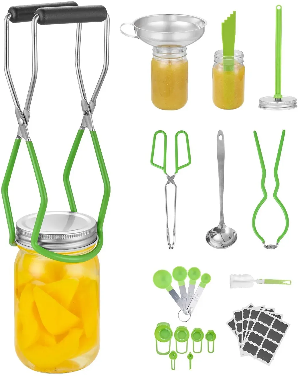 VEVOR Einmachzubehör Starter-Kit 9-teiliges Einmachwerkzeug-Set im Wasserbad für Anfänger (Schöpfkelle, Messlöffel, Messerbecher, Trichter, Zange, magnetischer Glasheber, Glasschlüssel)