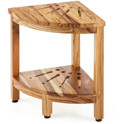 VEVOR Eck-Duschbank Duschhocker aus Teakholz, 43 cm Höhe 100 % Teakholz-Eckduschbank, Schimmelresistent, 136 kg mit Ablagefläche, Duschhocker für Innen- und Außendusche, für Badezimmer