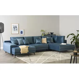 Sofa.de Wohnlandschaft Velours 3-Sitzer türkis/petrol
