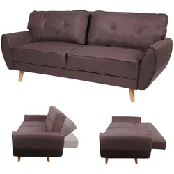 3er-Sofa MCW-J19, Couch Klappsofa Lounge-Sofa, Schlaffunktion ~ Stoff/Textil braun