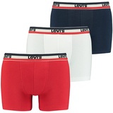 Levis Levi's Herren Boxer-Shorts im Pack - Sportswear Logo Boxer Brief, Cotton Stretch Weiß/Blau/Rot XL