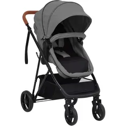 2-in-1 Kombi-Kinderwagen – Komfortabler Buggy und Kinderwagen in Hellgrau und Schwarz