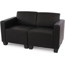 Modular 2-Sitzer Sofa Couch Moncalieri, Kunstleder ~ schwarz