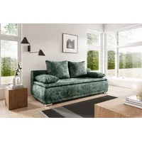 WERK2 Schlafsofa Biggi komfortabel & elegant, Schlaffunktion, Bettkasten, Breite 206 cm, inkl. losen Kissen, Bouclé APHRODITE, Grün grün