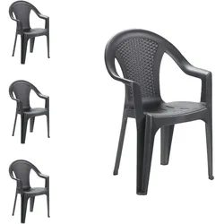 Stapelstuhl Gartenstuhl Kunststoff Ischia Rattan-Optik Anthrazit