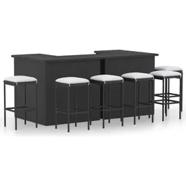 vidaXL Gartenbar Set 8-tlg. Schwarz