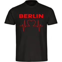 multifanshop Herren T-Shirt - Berlin rot - Herzschlag - Druck rot - Männer