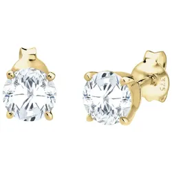Elli PREMIUM Zirkonia Basic Luxus Zeitlos 375 Gelbgold Ohrringe   Damen