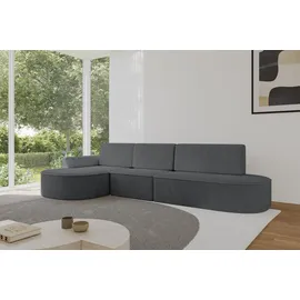 altdecor Eckcouch Cord 5-Sitzer Dunkelgrau