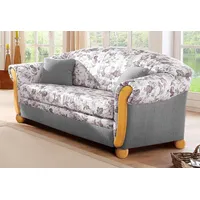 2-Sitzer HOME AFFAIRE "Milano, Schlafsofa im Landhaus-Stil, bequem, Liegefläche 188/124cm", lila (hellgrau, flieder geblümt), B:174cm H:87cm T:88cm, Chenille (70% Polyacryl, 30% Polyester) auf Korpus und Zierkissen, Sitz und Rücken im Blumenmuster »Paradise« (100% Polyester), Sofas, mit Bettfunktion