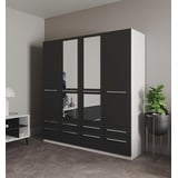 priess Drehtürenschrank Barcelona 185 x 193 x 54 cm schwarz/weiß