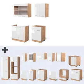 Vicco R-Line Küchenzeile 140 cm weiß hochglanz/goldkraft